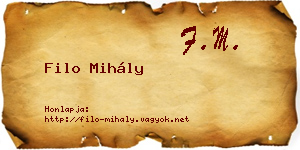 Filo Mihály névjegykártya